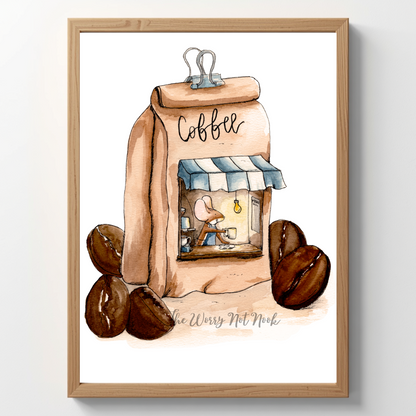 Mouse Selling Coffee Print